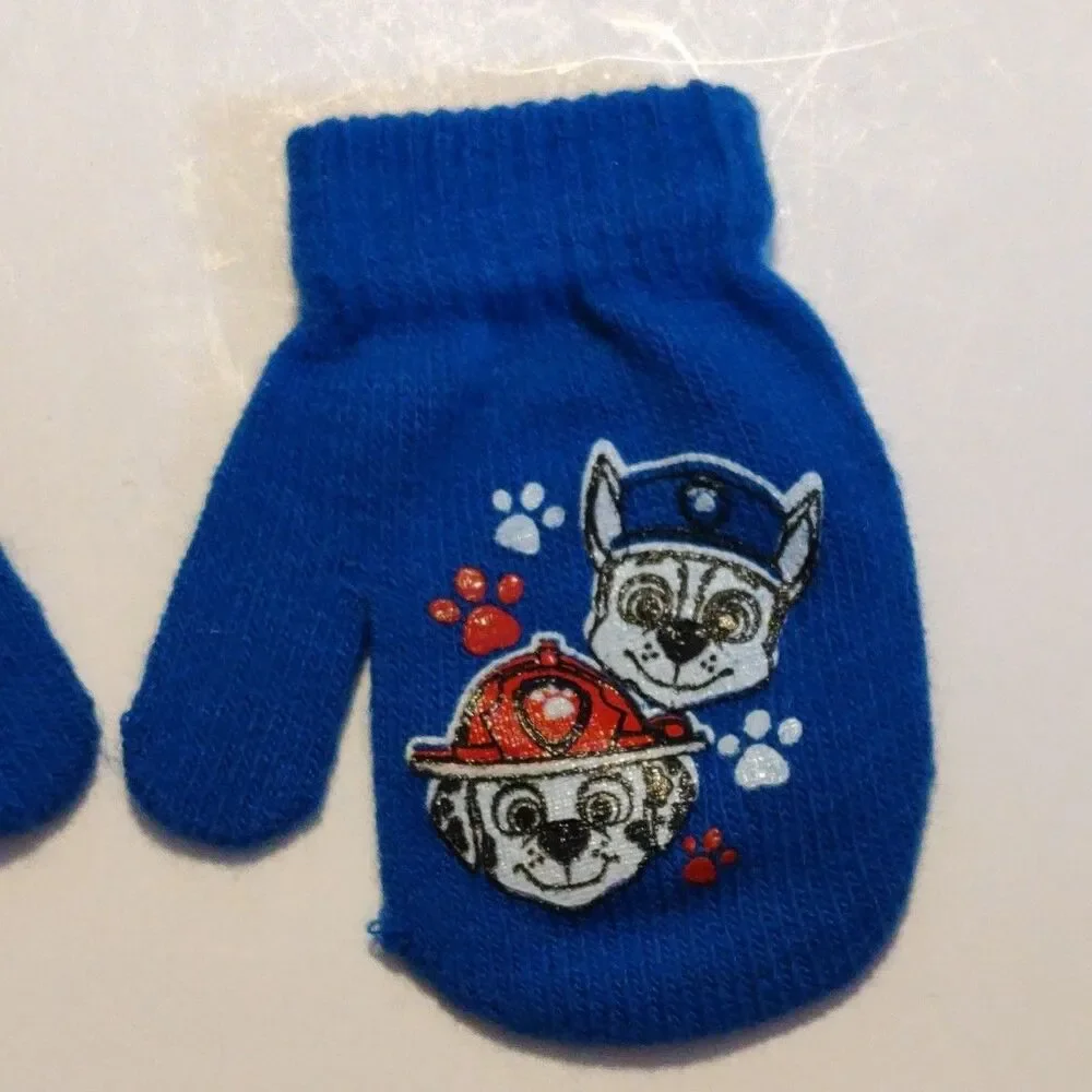 Toddler Kids Paw Patrol Blue Knit Mittens Warm Winter Cold Weather Accessories